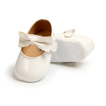 Newborn Baby Girls Shoes Patent Leather First Walkers Bow Red Black Soft Soled Non-slip Crib Kids Shoes