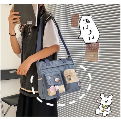 School Tote Book Bags for Girls Satchels Canvas Women Handbags Shoulder Bag Nylon Ladies Messenger Bag Oxford Crossbody Bags