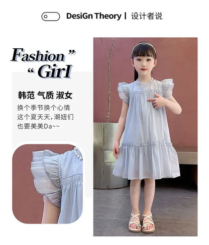 Girls Summer Dresses Solid Color Dress for Girl Sleeveless Children Dresses Casual Style Costumes for Girls 4 6 8 10 11 12 Years