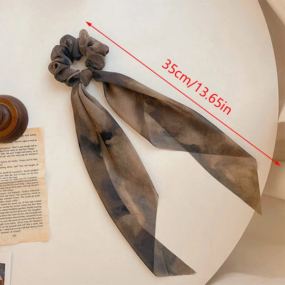 Women Scrunchies Headwear Satin Ribbon Bows Long Hair Ties Girls Ponytail Holder Ties Hair Rubber Bands Hair Accessories