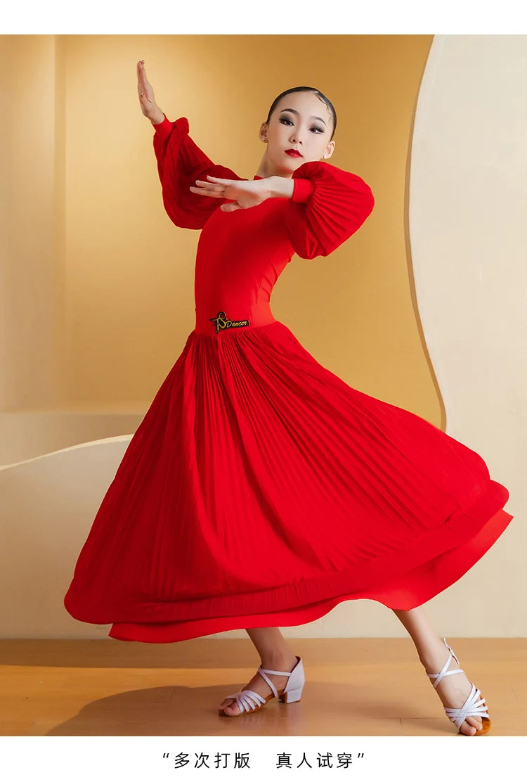 Girl New modern dance dress, girls' ballroom dance, waltz, high-end professional social dance, large skirt performance dress