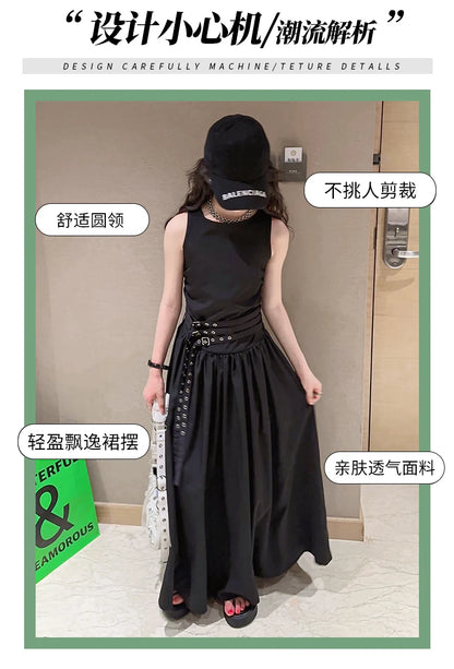 kids dresses for girls summer clothes meisjes jurk French style teenage girl sleeveless long dress vestido de princesa luxo 12