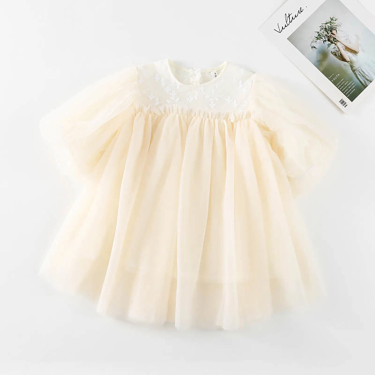 New Baby Dresses Autumn Children's Dresses Girls'dresses With Flowers Yarn Tulle Puffy Sleeve Jasmine Princess Party 1-7 Years