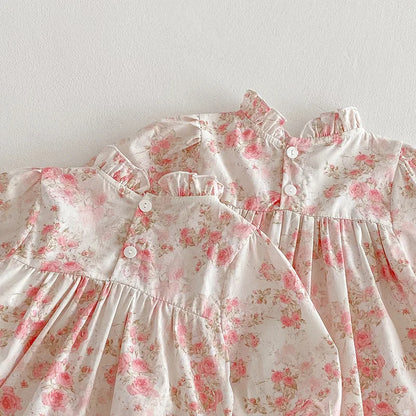 2025 Boutique Spring Cute Baby Clothes Girls Floral Print Dresses Newborn Girl Romper Birthday Party New Dress for Children Kids