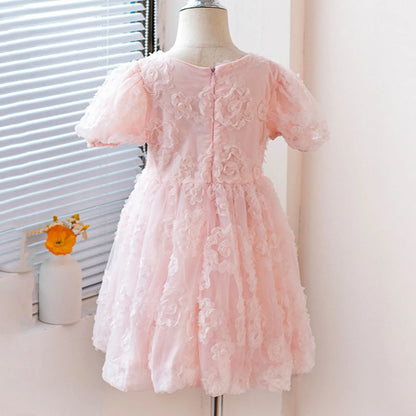 Fashion Cute Party Dress Elegant Gown Host Performance Princess Gown Comfortable Puff Sleeves Solid Color Party Princess Dress