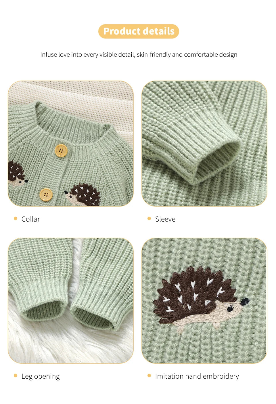 Newborn Clothes Outfits Autumn Winter Baby Boy Girl Long Sleeve Knitted Rompers Jumpsuits Cute Hedgehog Infant Outwear Playsuits