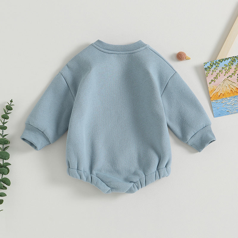 Newborn Baby Boy Clothes Little Dude Bubs Sweatshirt Bubble Romper Fleece Sweater  Fall Winter Outfit