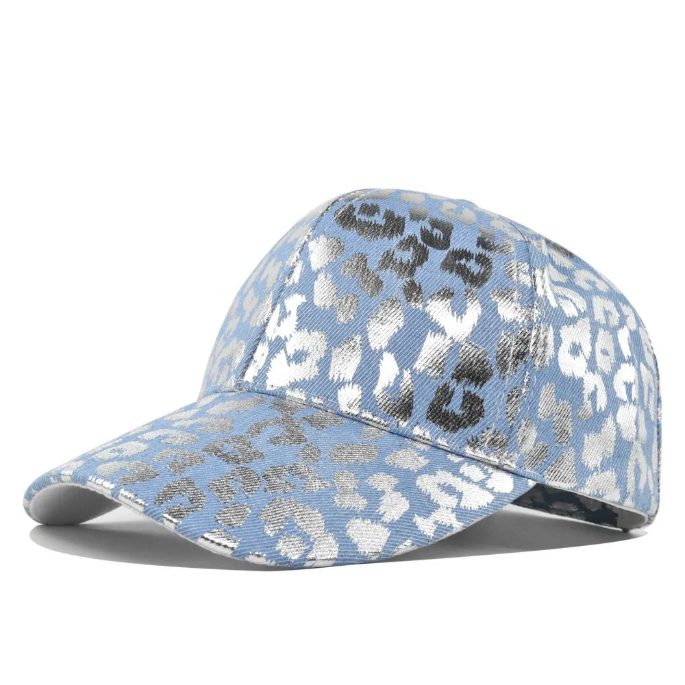 Denim Animal Print Baseball Cap Adjustable Washed Look Dad Hat for Men Women Couple Outdoor Sports Trendy Streetwear Style