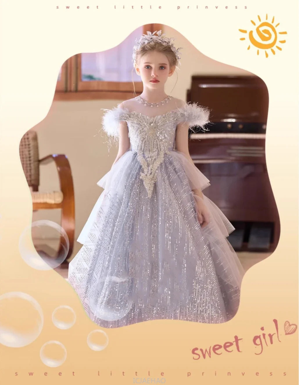 Party Dress Girls Evening Princess Dresses Vestido Piano Recital Performance Outfit Gown Children Costume Birthday Pageant Host
