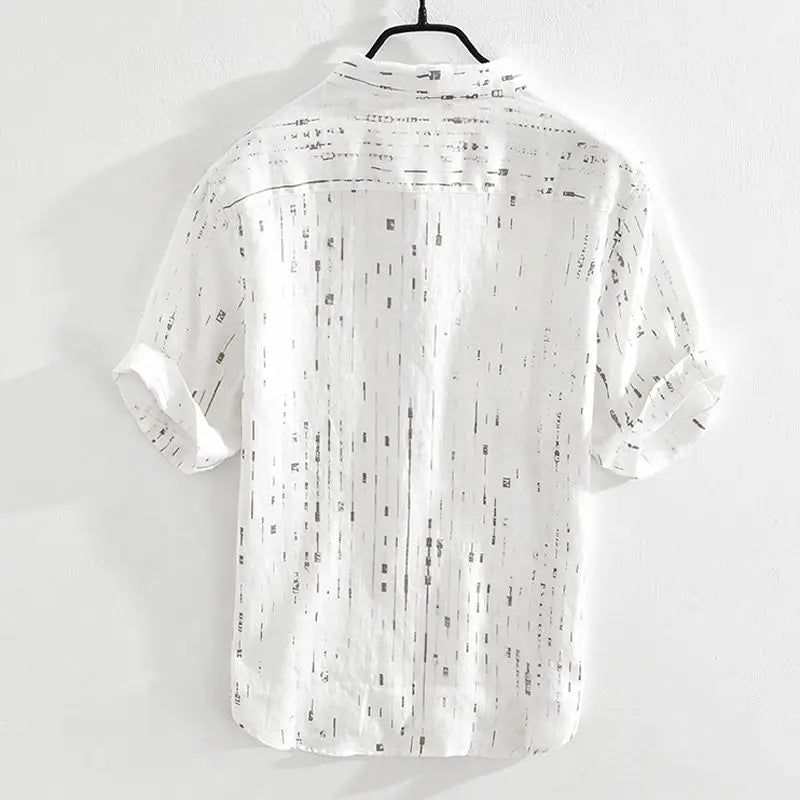 Summer Men Clothing 2025 New Fashion Casual Versatile Shirt Short-sleeved Top Loose Printed Thin   (Available)
