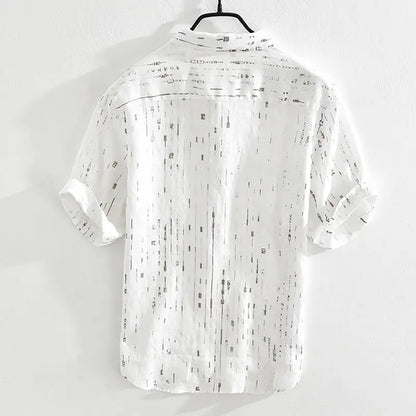 Summer Men Clothing 2025 New Fashion Casual Versatile Shirt Short-sleeved Top Loose Printed Thin   (Available)