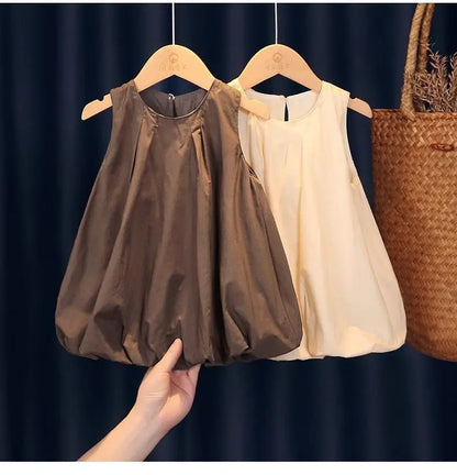 Girls' Summer Dress 2025 New Style French Flower Bud Summer Dress for Little Girls Baby Pure Cotton Vest Skirt