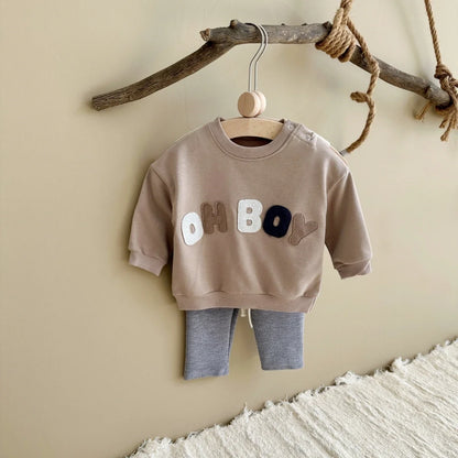 Newborn Baby Boy Girl Clothes Set Letter Pattern Long Sleeves Top+Pants 2PCS Costume Leisure Sport Spring Autumn Kids Suit