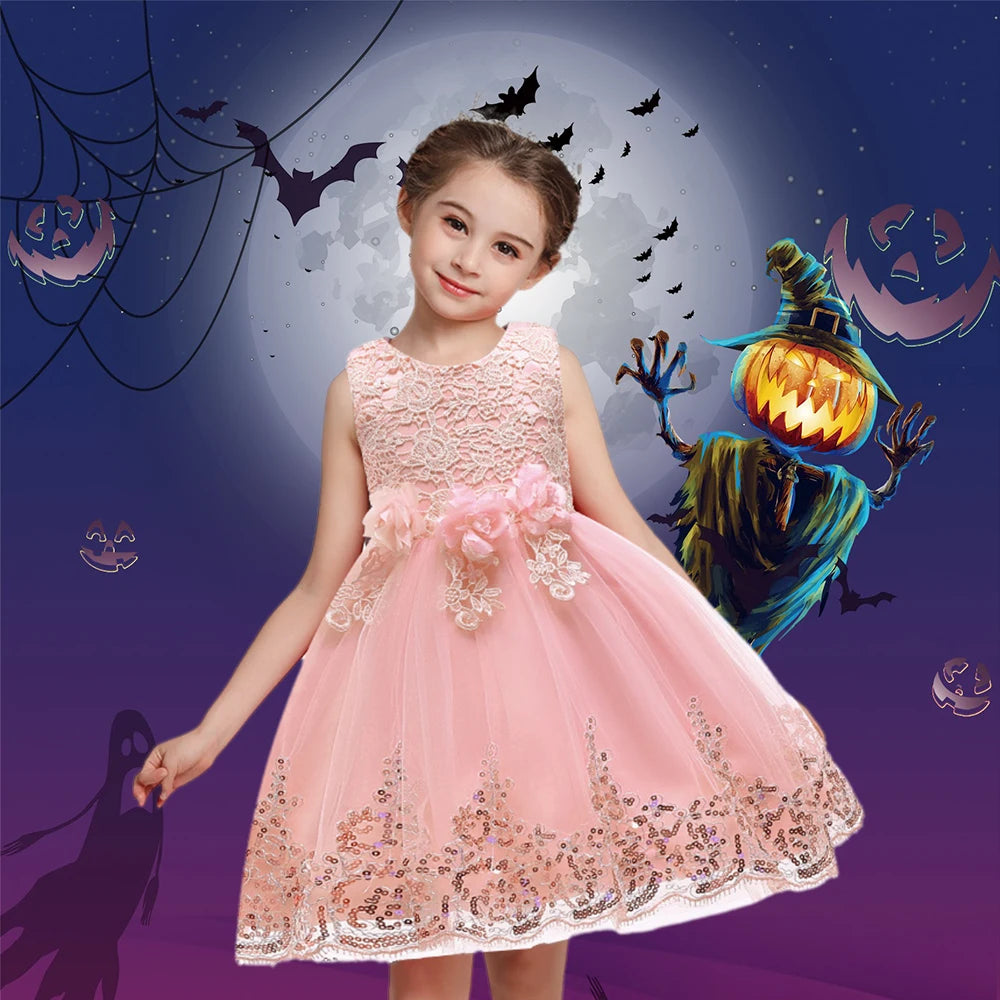 Girls Party Dresses 1st Birthday Baby Girl Princess Dress For Christening Flower White Wedding Dress Halloween Children Clothing