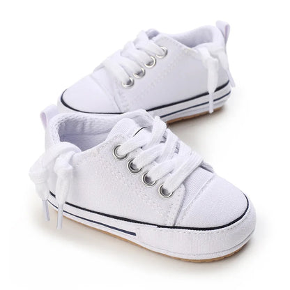 Somenie Newborn Baby Shoes for Spring Autumn Boys Girls Canvas Shoes for 0-1 Year Old Babies Soft-Soled Toddler Shoes with Laces