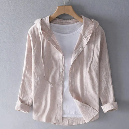 Men Summer Shirt Sun Anti UV Long Sleeve Hooded Drawstring Single breasted Soft Loose Breathable Cardigan Coat Top (Available)