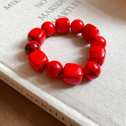 Women's Bracelet with Square and Round Acrylic Beads; Simple European and American Inspired Design, Korean Fashion Accessory