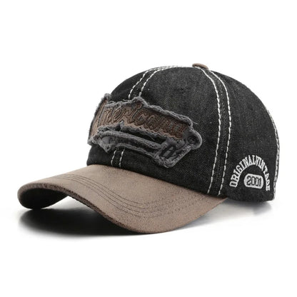Embroidery Letters Denim Baseball Cap For Men Women Fashion Patchwork Sunshade Peaked Hat Hip Hop Cotton Dad Trucker Caps