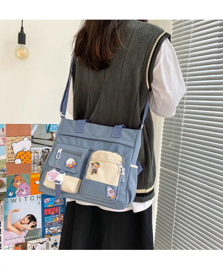 School Tote Book Bags for Girls Satchels Canvas Women Handbags Shoulder Bag Nylon Ladies Messenger Bag Oxford Crossbody Bags