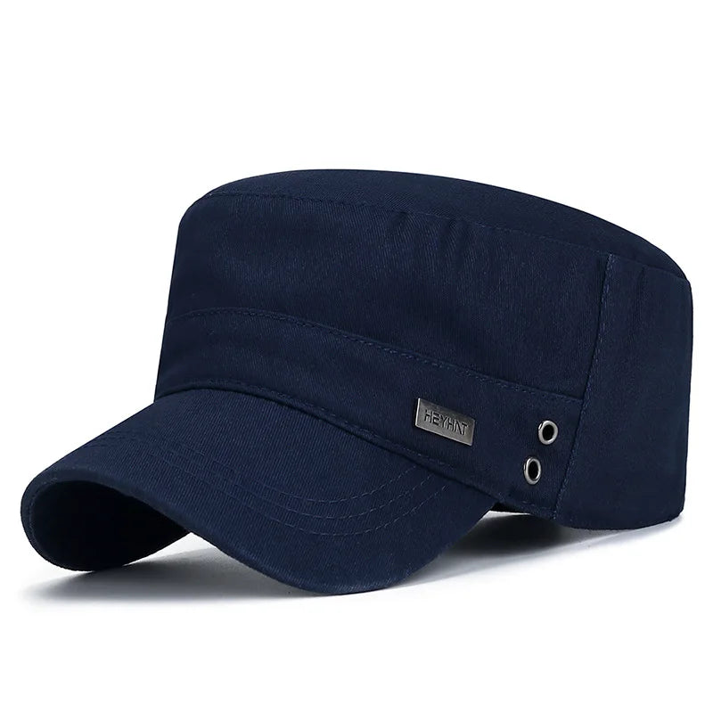 Breathable Cotton Flat Top Baseball Cap for Men Outdoor Casual Women Adjustable Sun Hat