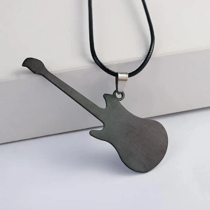 Stylish Gift For Men Pendant Guitar Leather Sweater chain Clavicle Chain Jewelry Fashion Accessories Necklaces