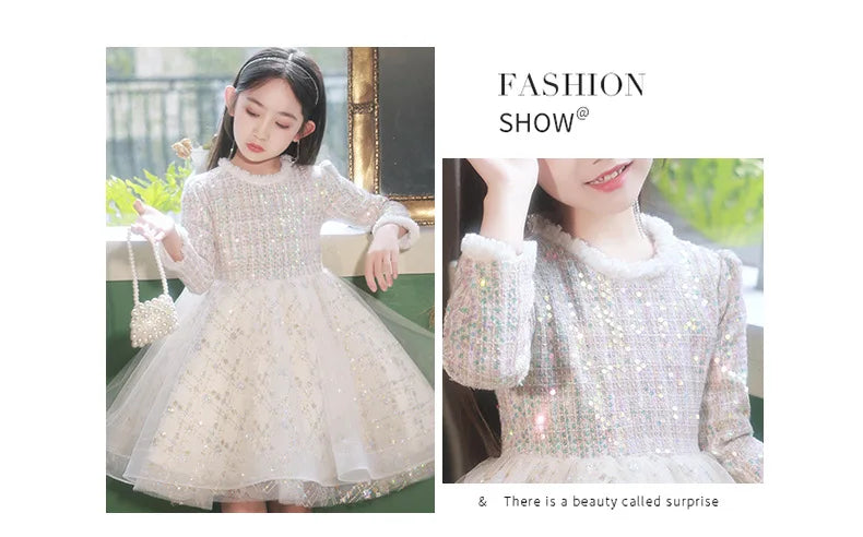 Girl's Dress Entry Lux Elegant Princess Dress Host Piano Playing Flower Girl Bubble Skirt