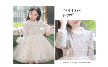 Girl's Dress Entry Lux Elegant Princess Dress Host Piano Playing Flower Girl Bubble Skirt