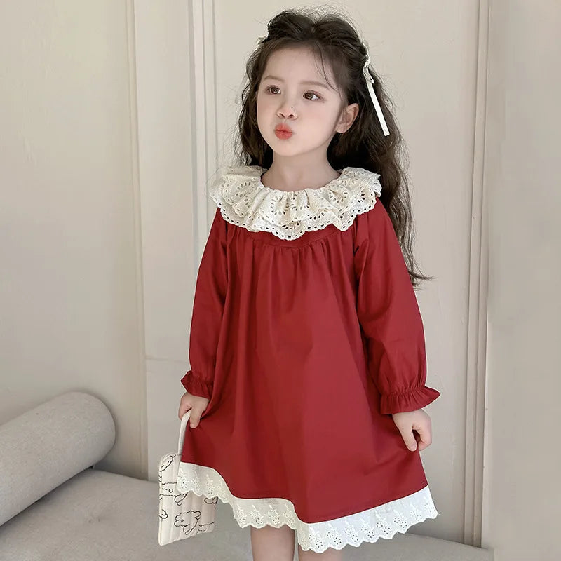 Girls' Dress Spring and Autumn 2025 New Children's Foreign Spring Dress Long Sleeve Skirt Spring Girl Princess Dress