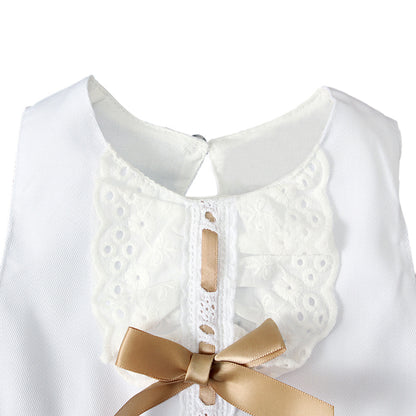 0-24 Months Newborn Infant Baby Girls Dress White Princess Lace Bowknot Sleeveless Dress Headband Clothes Outfit Sets