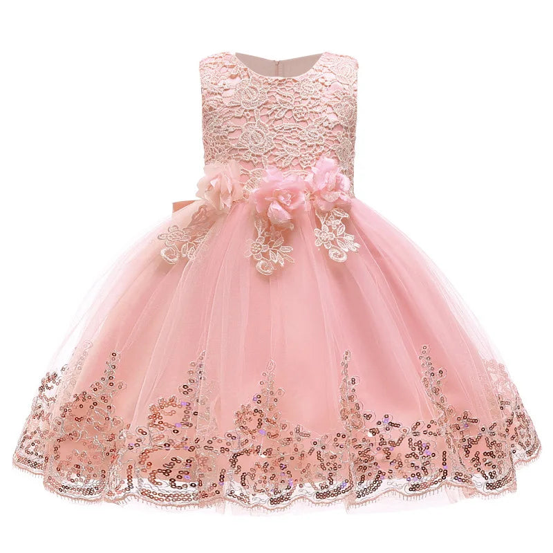 Girls Party Dresses 1st Birthday Baby Girl Princess Dress For Christening Flower White Wedding Dress Halloween Children Clothing