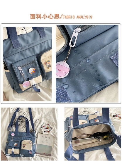 School Tote Book Bags for Girls Satchels Canvas Women Handbags Shoulder Bag Nylon Ladies Messenger Bag Oxford Crossbody Bags