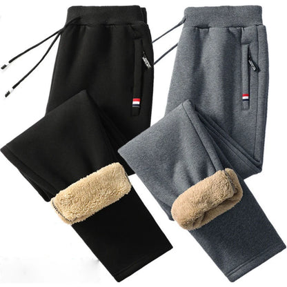 Winter Lambswool Warm Casual Pants Men's Fitness Jogging Sweatpants Male Solid Drawstring Bottoms Fleece Straight Trousers M-5Xl (Available)