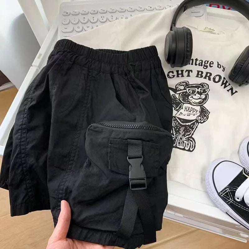 Summer Boys Short Pants Leisure Boys Shorts With Pocket Decoration Calf-Length Trousers For Kids 2024 New