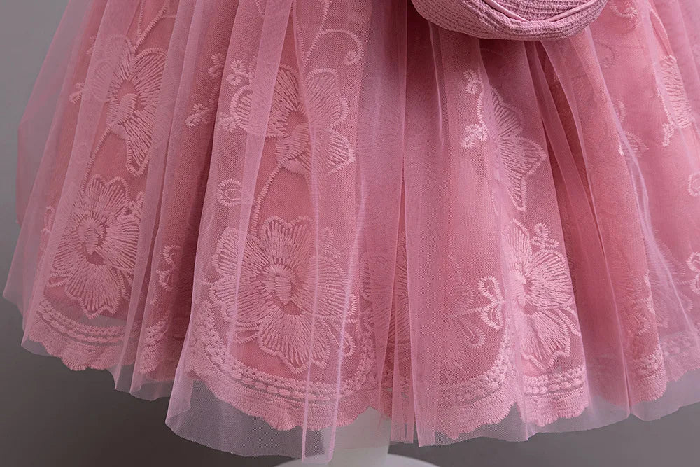 3PCS Elegant Party Dresses For Girls Fashion Lace Luxury Girl Princess Dress Children Birthday Evening Dress Wedding Prom Dress
