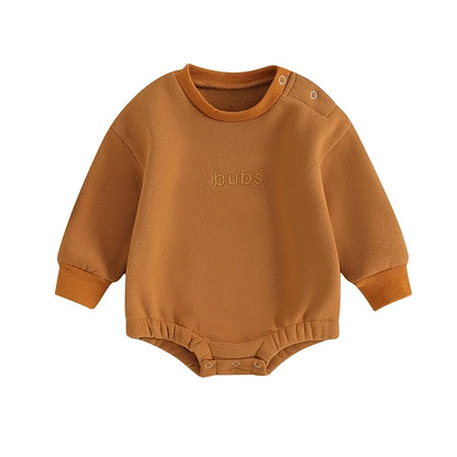 Newborn Baby Boy Clothes Little Dude Bubs Sweatshirt Bubble Romper Fleece Sweater  Fall Winter Outfit
