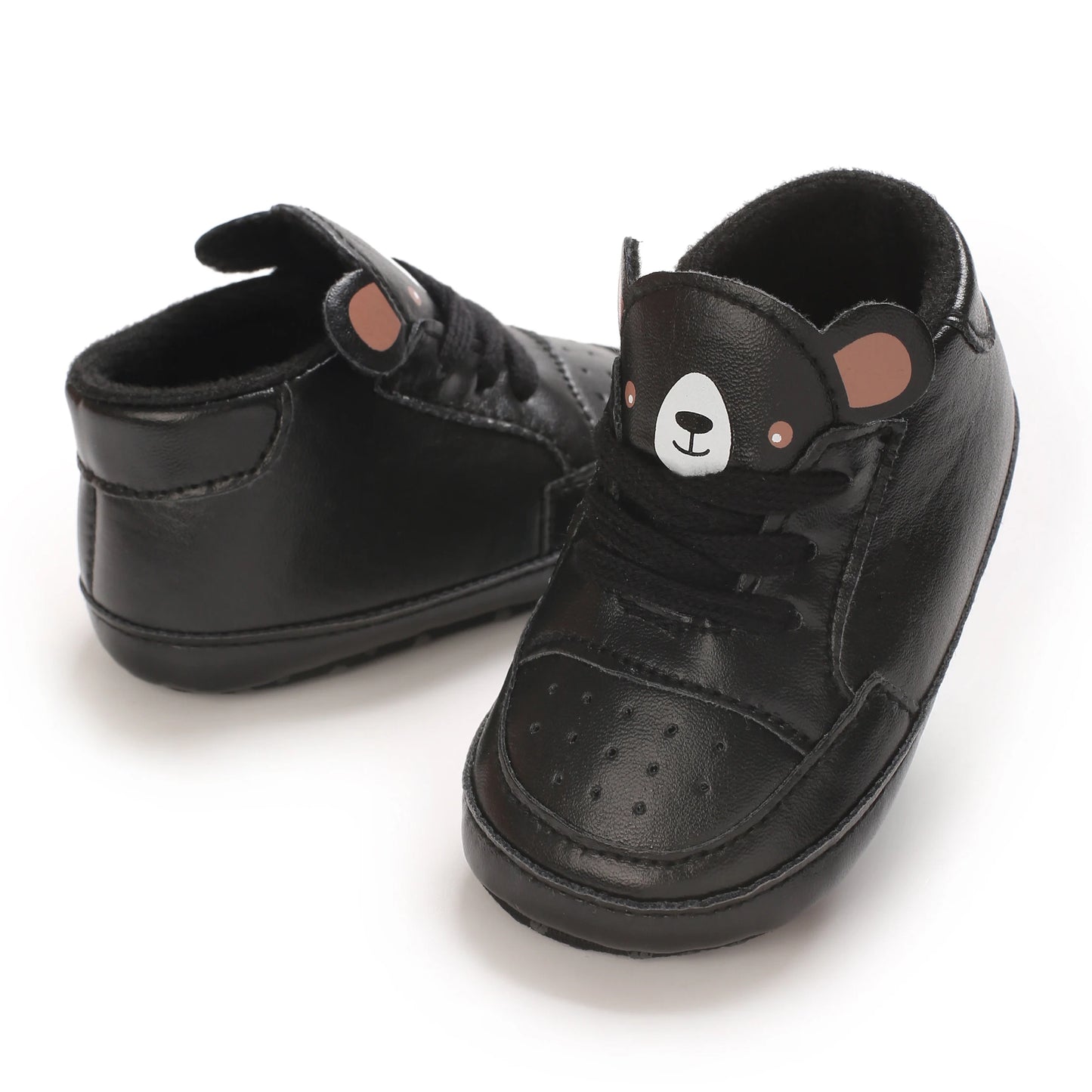 NEW Baby Shoes Newborn Boys Sneaker Girls Cartoon First Walkers Kids Toddlers Lace Up PU Leather Soft Soles Sneakers 0-18 Months