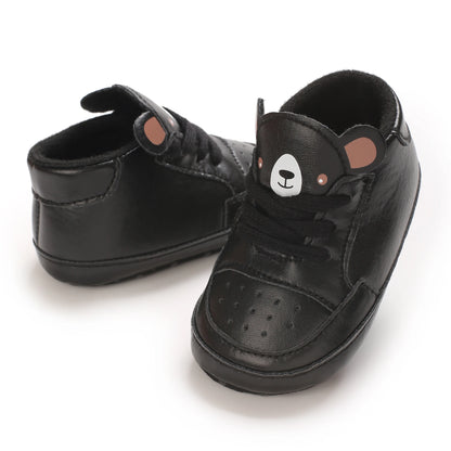 NEW Baby Shoes Newborn Boys Sneaker Girls Cartoon First Walkers Kids Toddlers Lace Up PU Leather Soft Soles Sneakers 0-18 Months