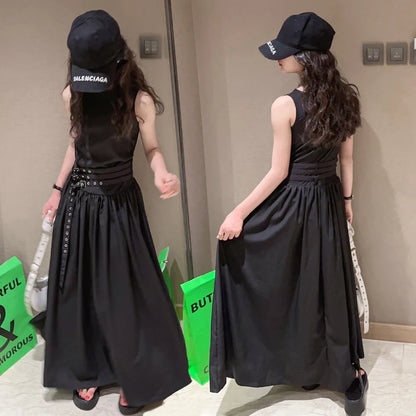 kids dresses for girls summer clothes meisjes jurk French style teenage girl sleeveless long dress vestido de princesa luxo 12
