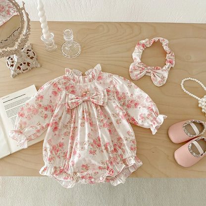 2025 Boutique Spring Cute Baby Clothes Girls Floral Print Dresses Newborn Girl Romper Birthday Party New Dress for Children Kids