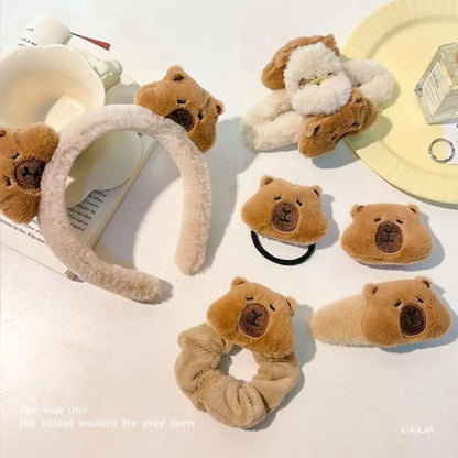 New Cartoon Capybara Hair Accessories Headwear Elastic Hair Claw Clip Barrette Hair Clip Women