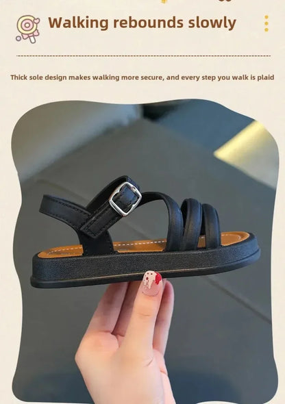 1-10Y Baby Girls Sandals Summer Children's New Cool Fashion Princess Cute Versatile Shoes for Students Flat Sandal Casual Shoe  (Available)
