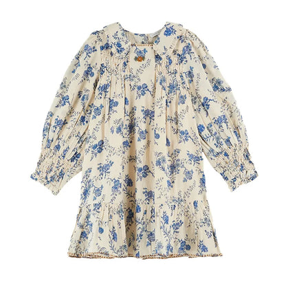 Girls' Dresses 2025 Fall New Arrivals Printed Embroidered Princess Dress Cotton Warm Girls' Jacket Peter Pan Collar Knit Sweater