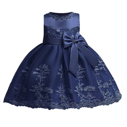 Newborn Baby Dress For Girls Embroidery Flower Big Bow Dresses Toddler Kids Birthday Party Wedding Vestidos 0 to 3 Years Old