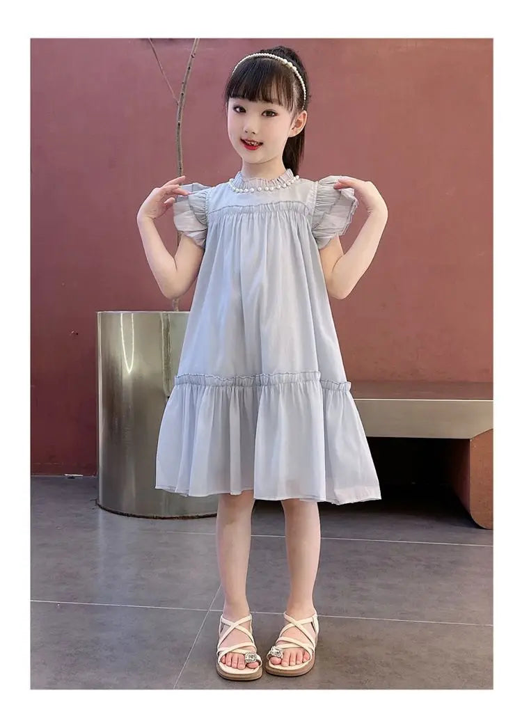 Girls Summer Dresses Solid Color Dress for Girl Sleeveless Children Dresses Casual Style Costumes for Girls 4 6 8 10 11 12 Years