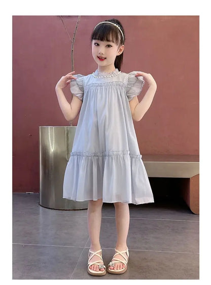 Girls Summer Dresses Solid Color Dress for Girl Sleeveless Children Dresses Casual Style Costumes for Girls 4 6 8 10 11 12 Years