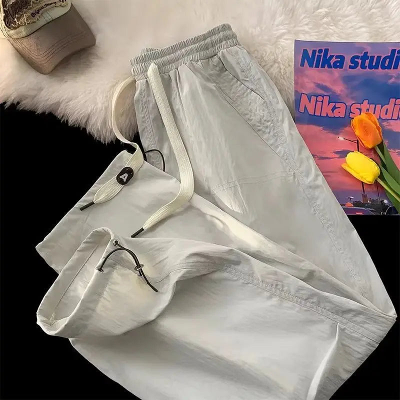 Summer Pants for Men Trendy and Versatile Loose Straight-leg Teenage American Quick-dry Cargo Casual   (Available)