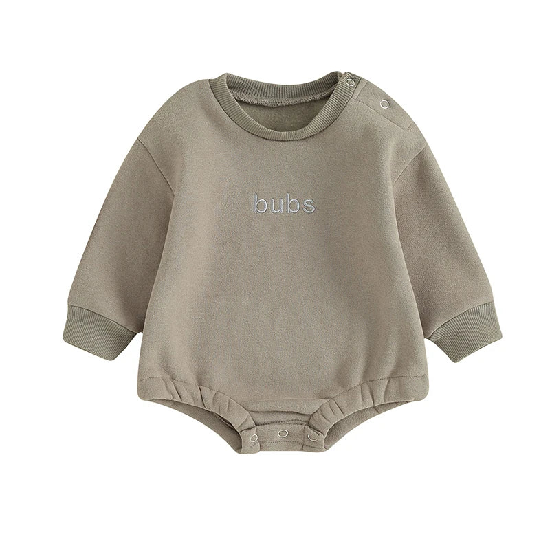 Newborn Baby Boy Clothes Little Dude Bubs Sweatshirt Bubble Romper Fleece Sweater  Fall Winter Outfit