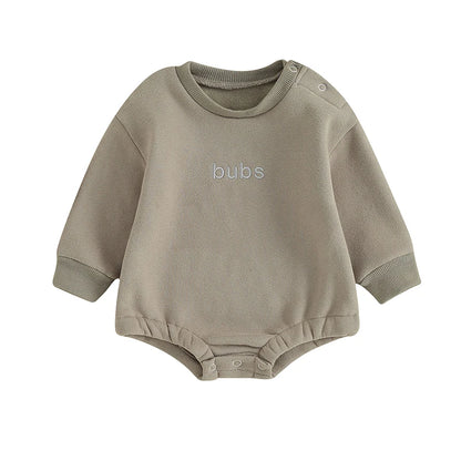 Newborn Baby Boy Clothes Little Dude Bubs Sweatshirt Bubble Romper Fleece Sweater  Fall Winter Outfit