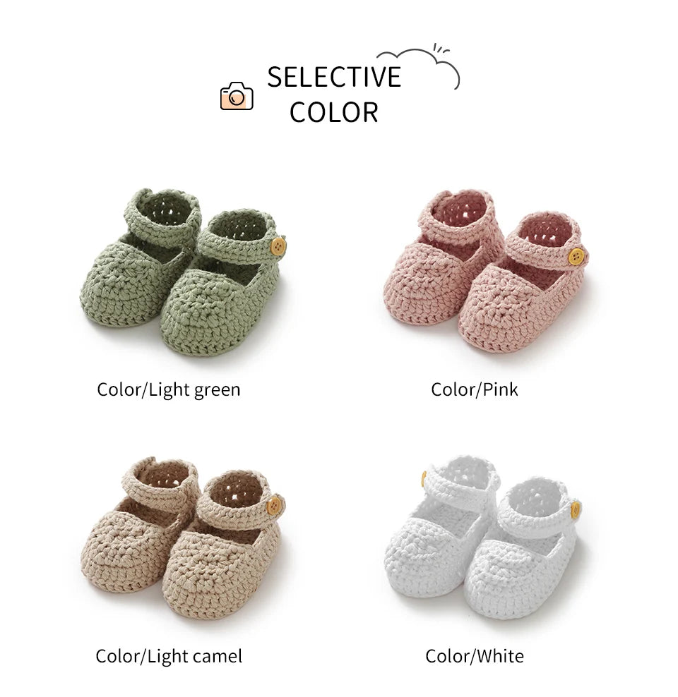 Newborn Baby Girl Shoes 0-1Y Fashion Pure Color Knit Infant Anti-Slip Soft Soled First Walkers Children Winter Walking Prewalker