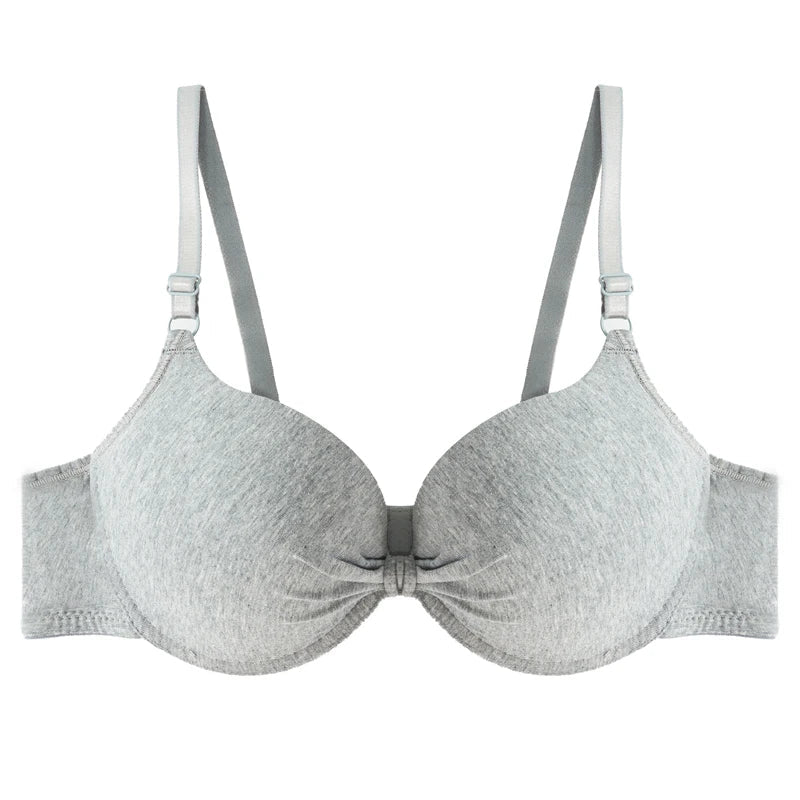 Women's Sexy Cotton Gathered Bra Deep V Underwire Ladied  Brassiere Push Up Lingerie Solid Bras Backless Intimate Underwear (Available)